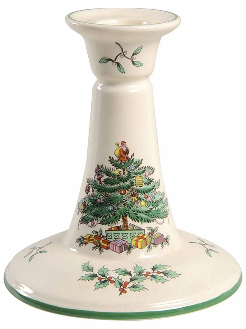Pair of Spode Christmas Tree Candleholders